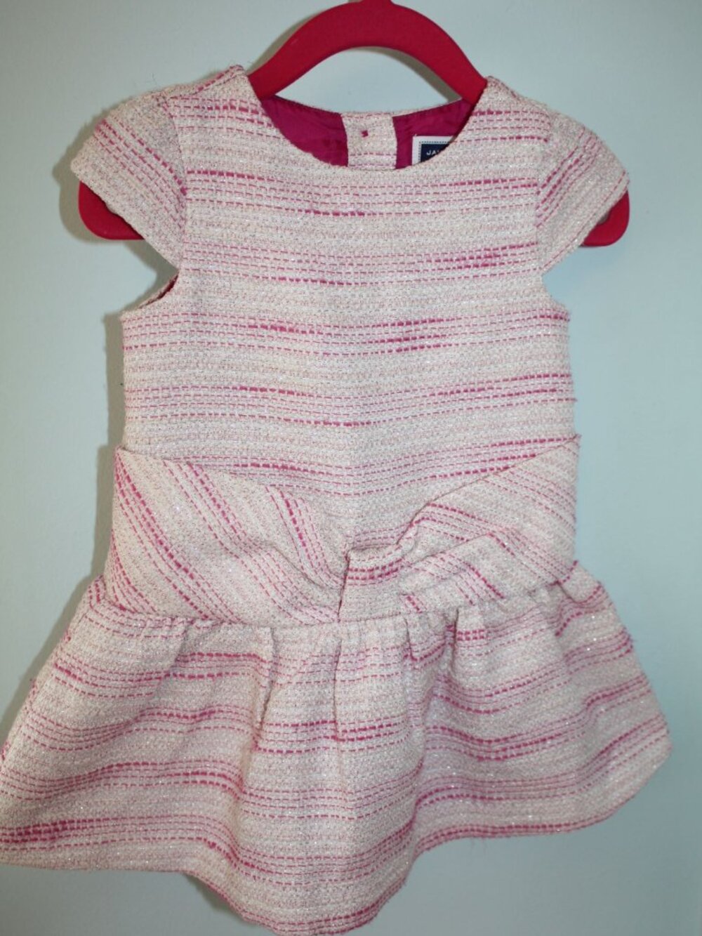 Janie and Jack Size 12-18 months POSH POSEY Pink Sparkle Silver Boucle Bow Dress